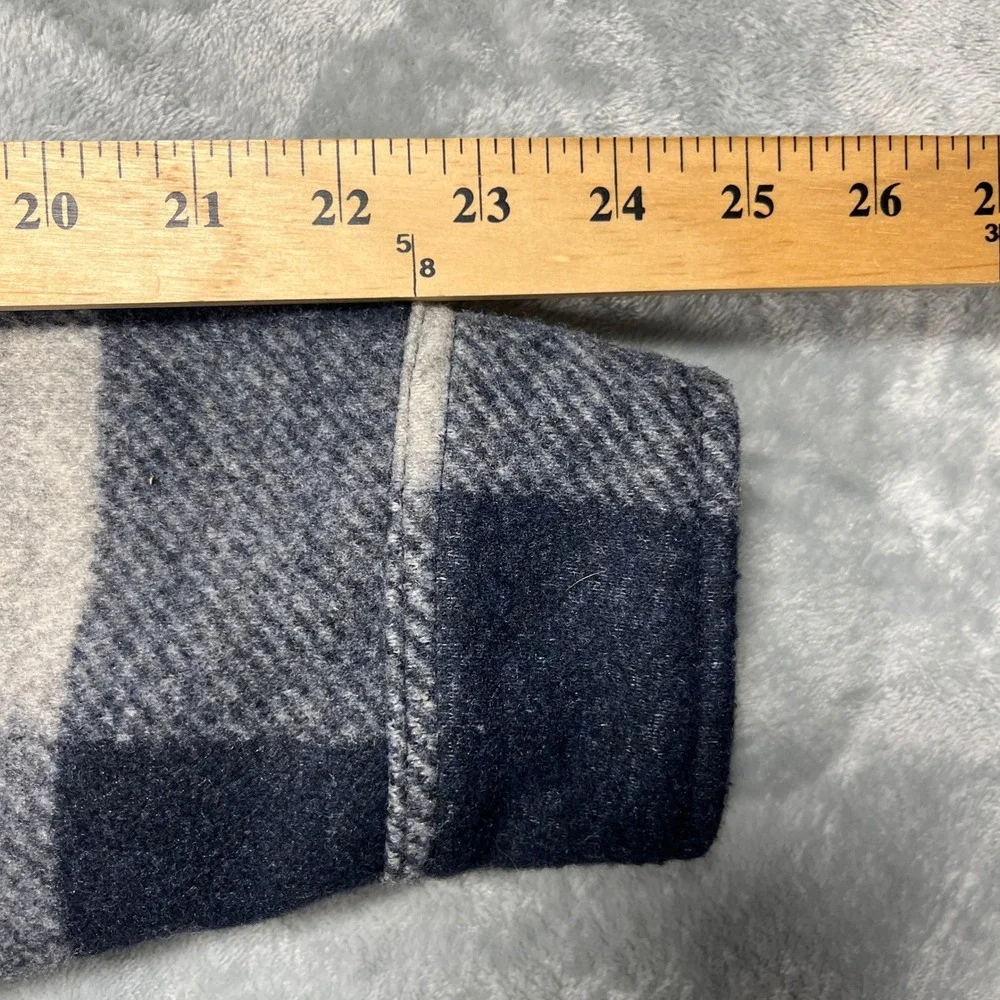 Banana Republic Lined Flannel Shirt Jacket Mens Navy Grey‎ Buffalo Plaid Small